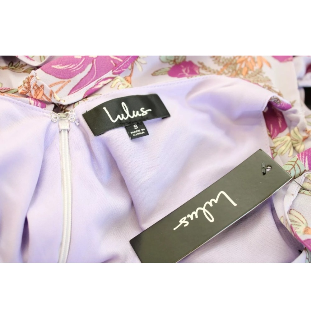 NWT Lulus Lavender Floral Ruffle Cocktail Dress - Picture 7 of 8